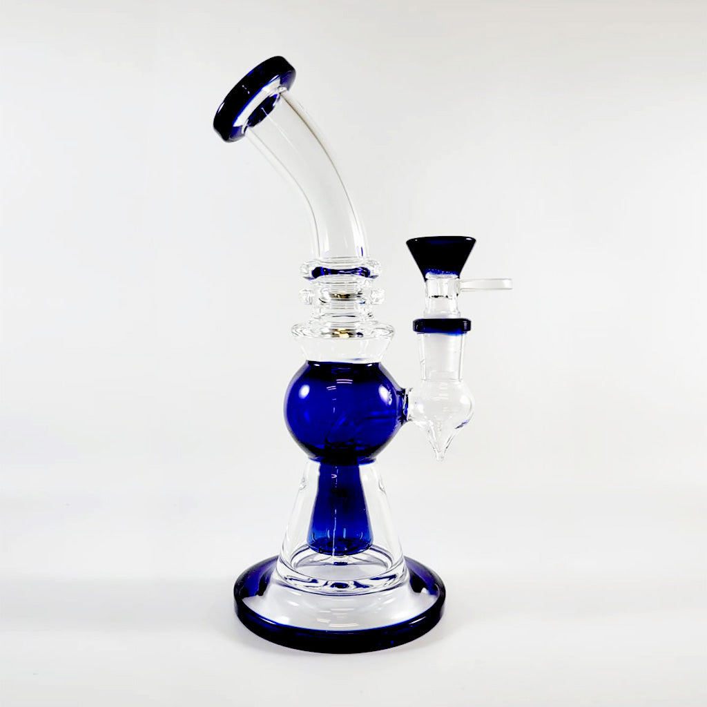 8-inch blue cone perc glass bong