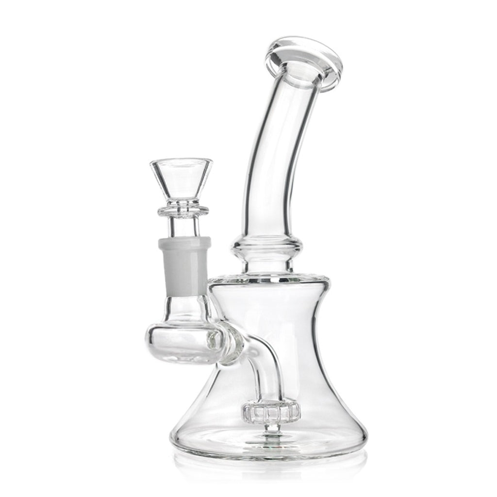 Hourglass curved neck showerhead perc dab rig, view 2