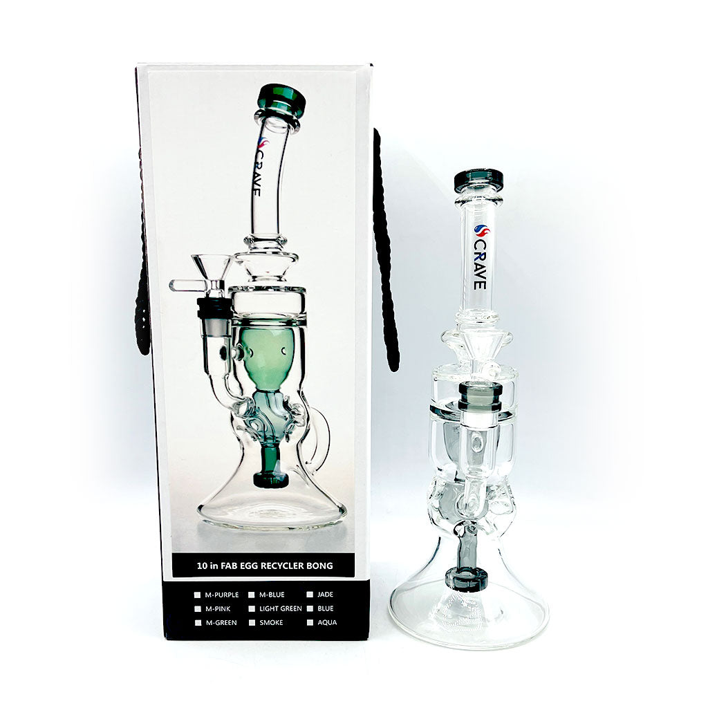 Crave Fab Egg recycler glass dab rig, 10 inch, in smoke
