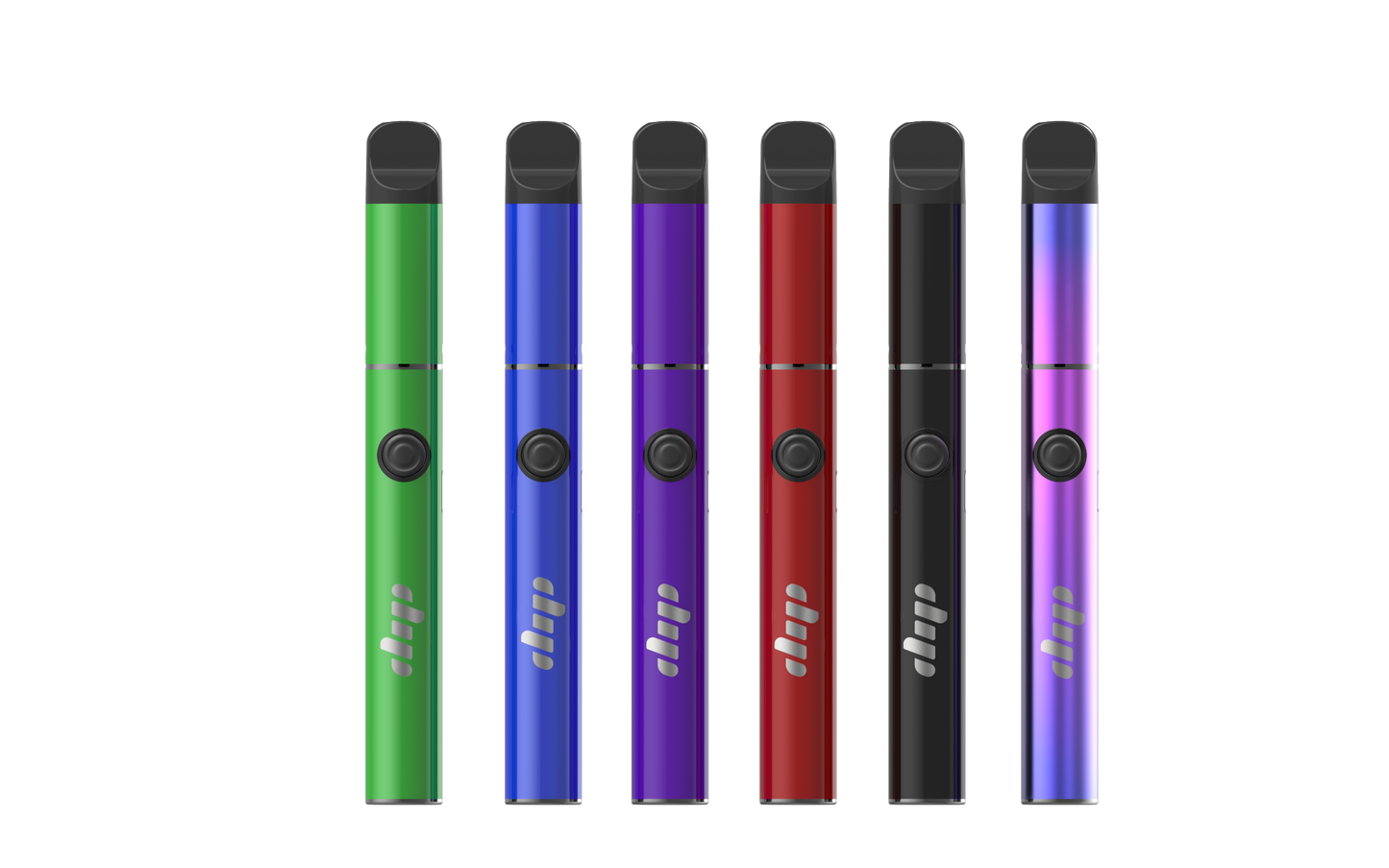 Dip device dab pens in a range of colors such as cosmic pink and purple, green, red, black.