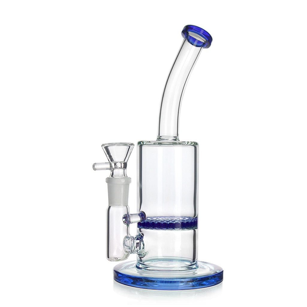 8.5-inch blue honeycomb perc glass dab rig