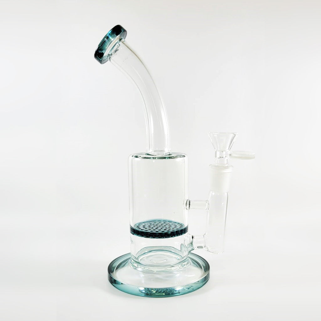 8.5-inch lake green honeycomb perc glass dab rig