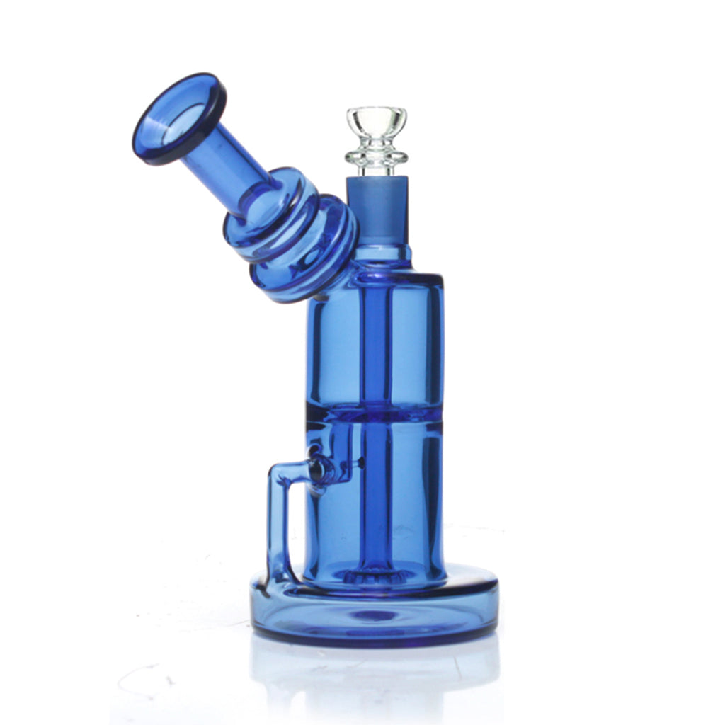 8-inch showerhead perc translucent side spout glass oil rig in blue