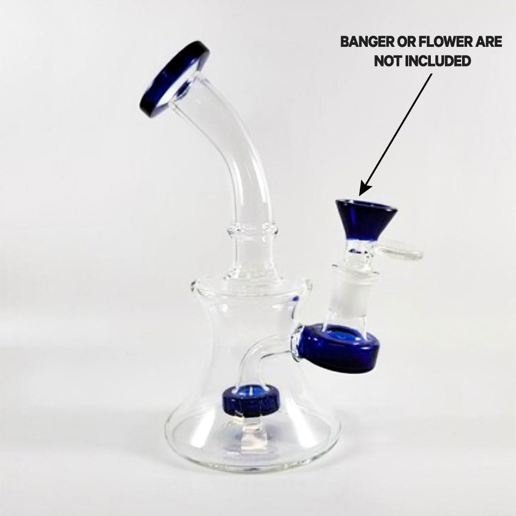 Extended round mouthpiece matrix perc glass dab rig, alternate view