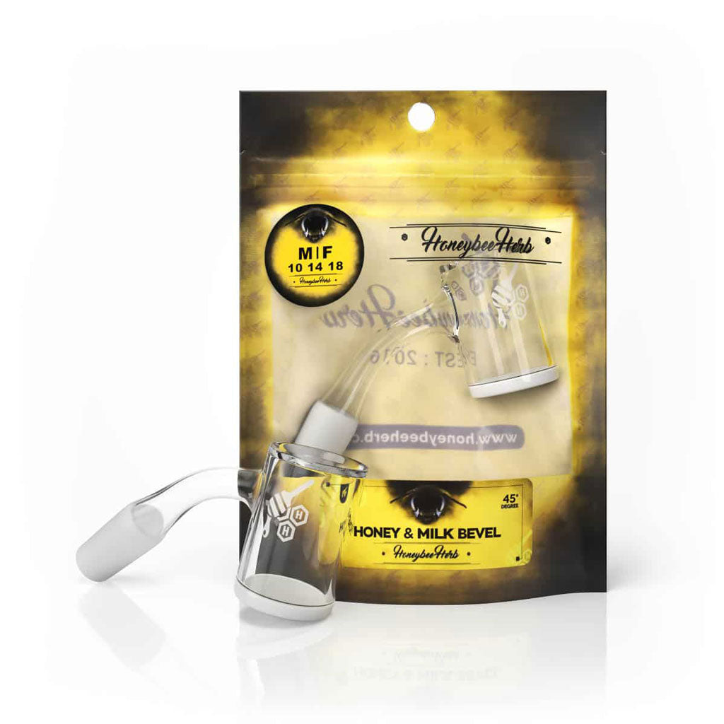 Honey & Milk bevel 45 degree yellow line quartz banger with 10mm and 14mm male joints