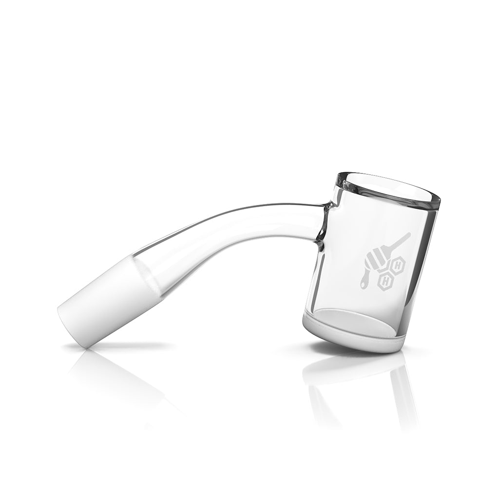 Honeybee Herb Honey & Milk bevel quartz banger, 45 degree, yellow line white base
