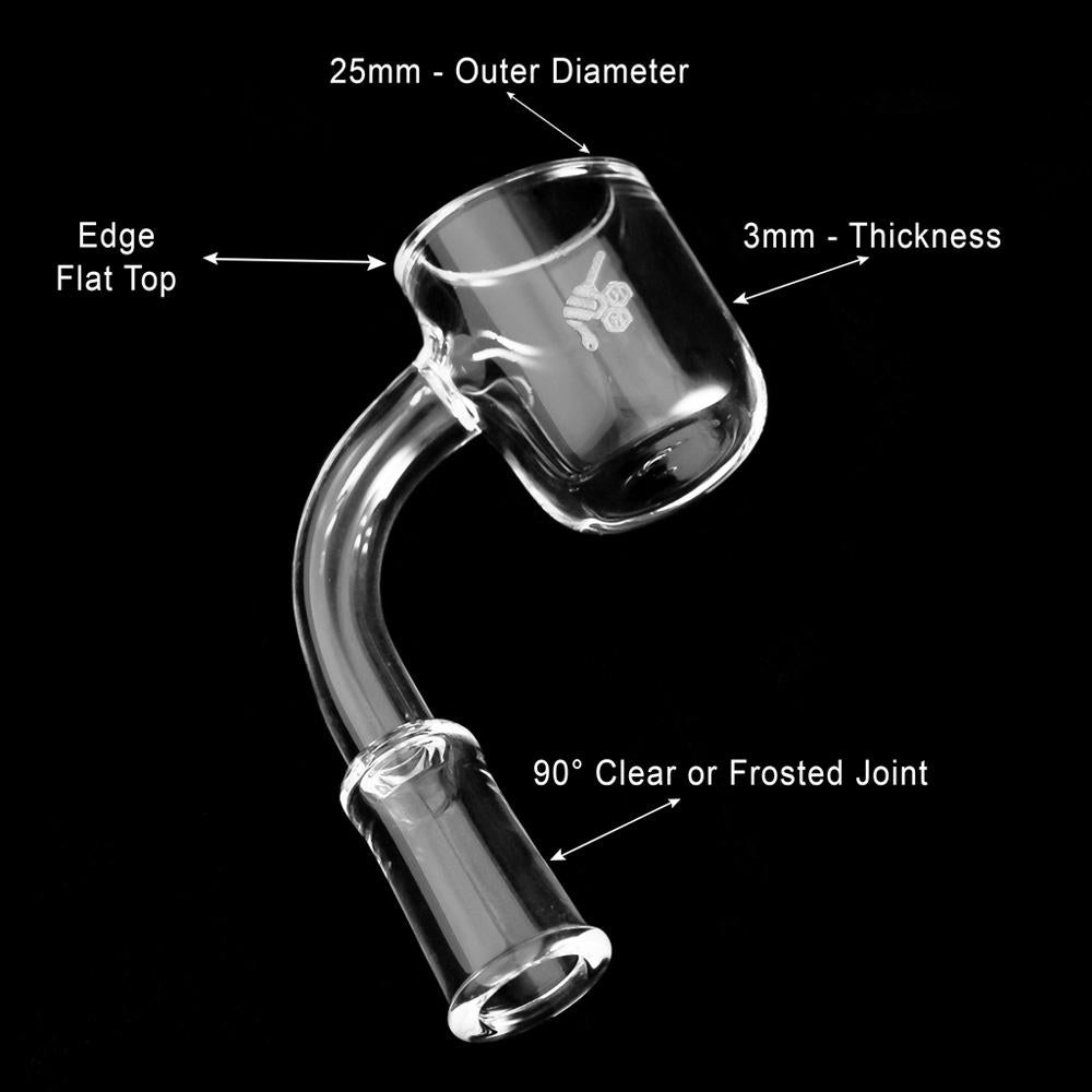 Honeybee Herb Original 90 degree quartz banger with product typography