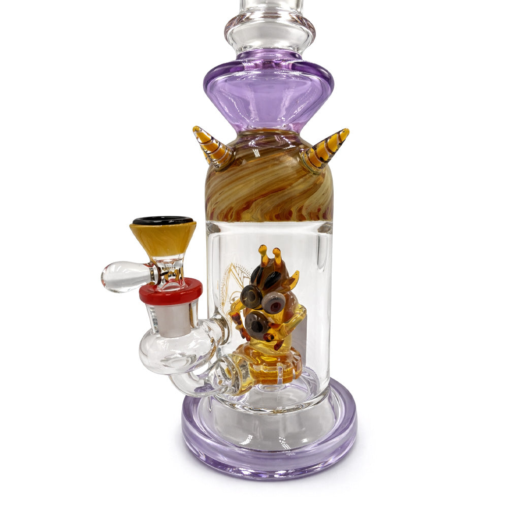 BIIGO by Lookah 12-inch poly-horned spectacle perc dab rig, front view