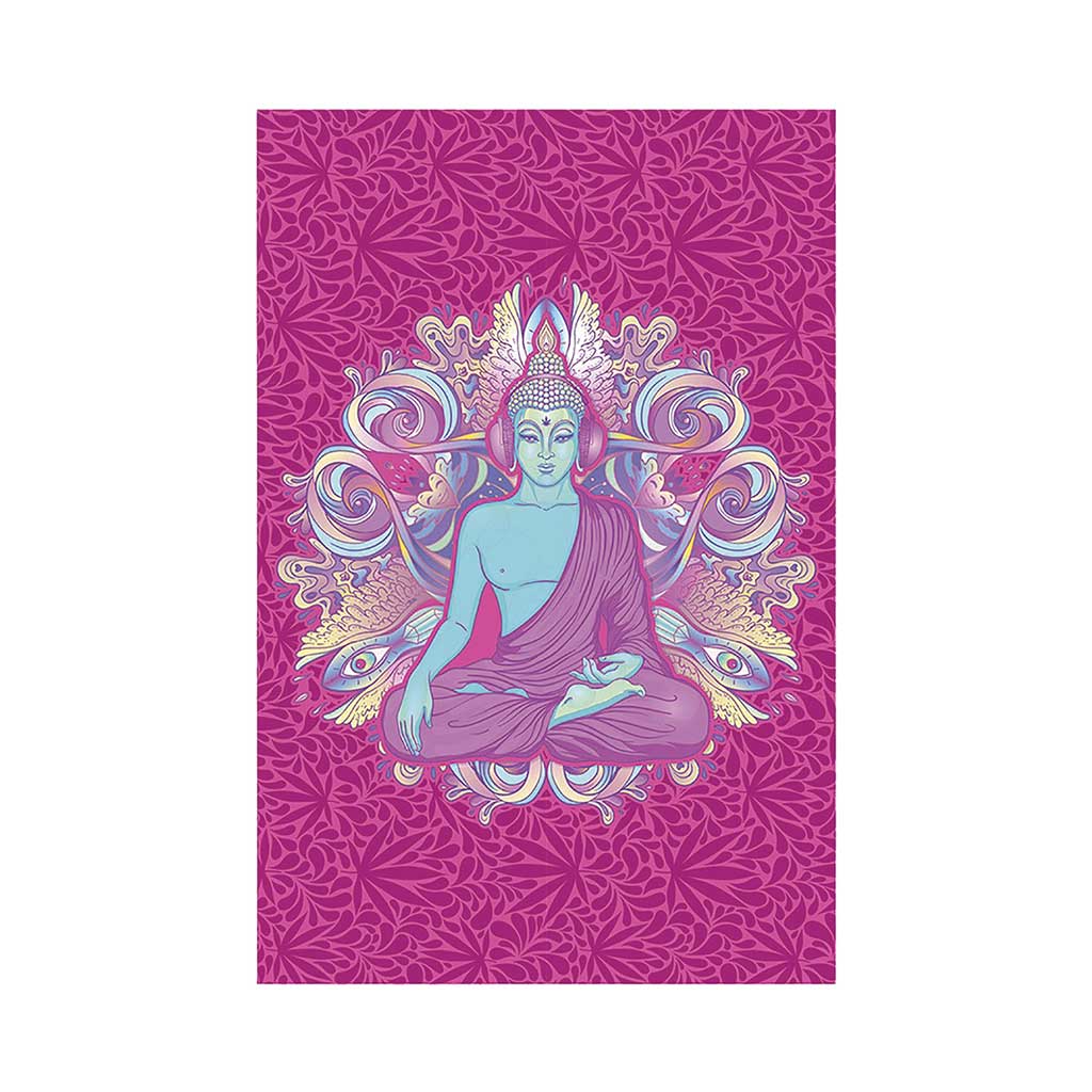 Buddha Bud psychedelic 420-themed wall tapestry by Fujima