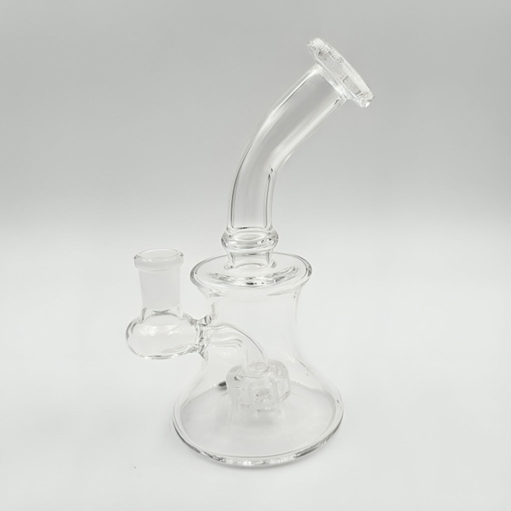 Clear extended round mouthpiece matrix perc glass dab rig