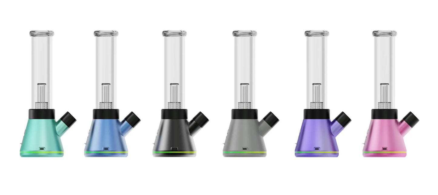 Nova electric bong by Dip Devices — water-filtered electronic bong lineup in six colorways with glass tube and LED base