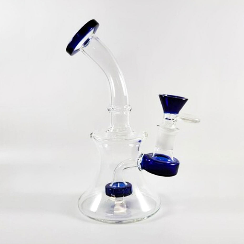Extended round mouthpiece matrix perc dab rig in green and blue