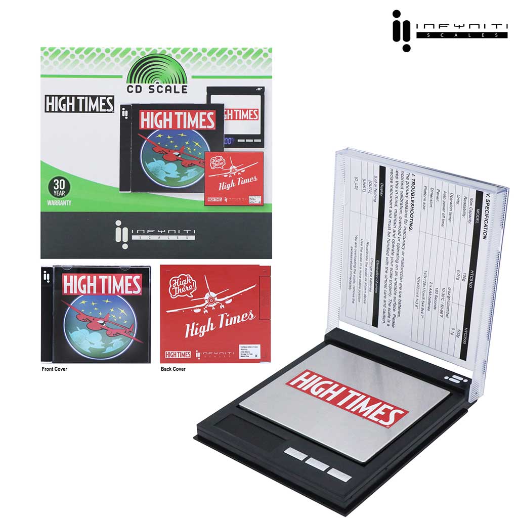 High Times CD digital gram scale, 500g x 0.1g, disguised as a CD case