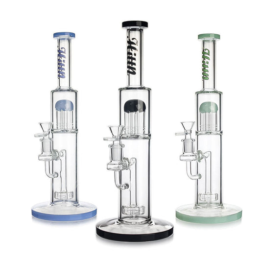 HITTN DOUBLE CHAMBER SHOWERHEAD & TREE ARM PERC STRAIGHT BONG