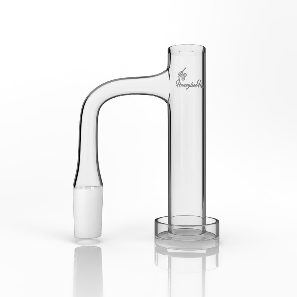 Honeybee Herb Honey Tower 90-degree quartz banger Black Line clear view