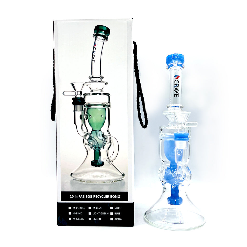Crave Fab Egg recycler glass dab rig, 10 inch, in milk blue