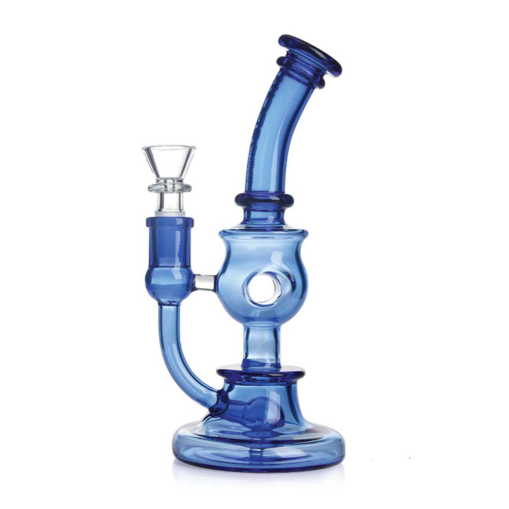 Blue glass Phoenix Star 8-inch controlled airflow bubbler dab rig