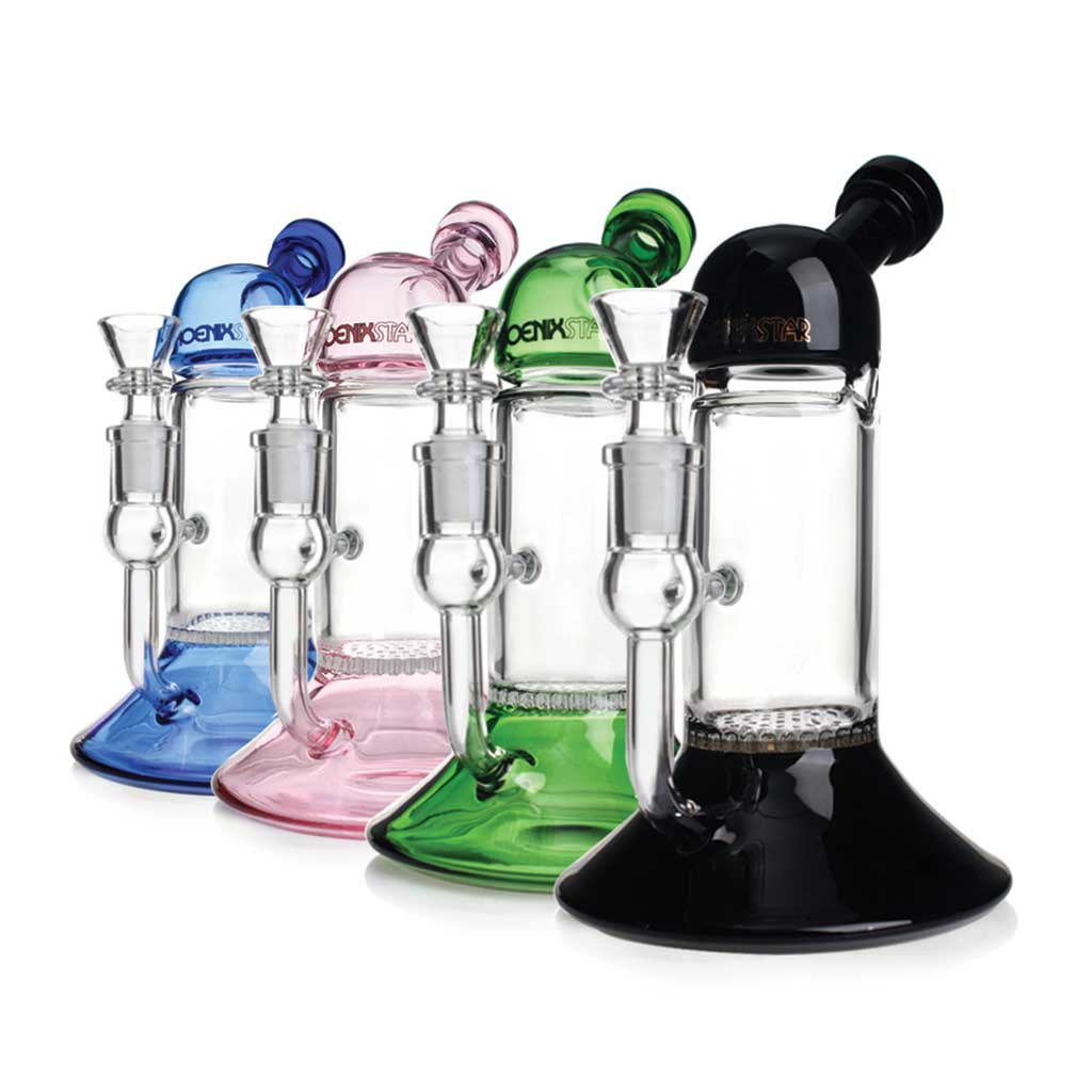 Green Flower Phoenix Star 8-inch honeycomb perc beaker dab rig in assorted colors