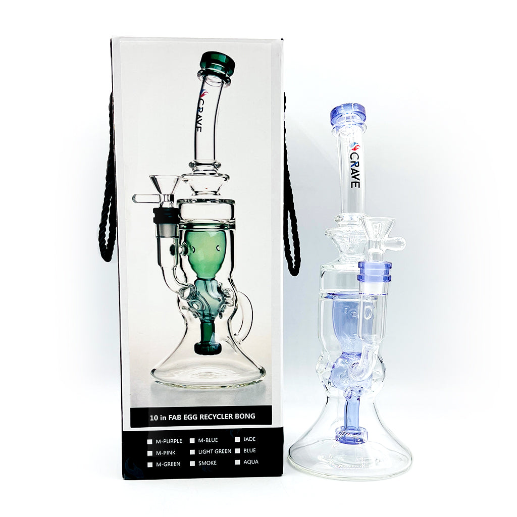 Crave Fab Egg recycler glass dab rig, 10 inch, in purple