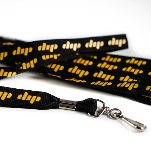 Dip black and yellow lanyard, perfect for cannabis events