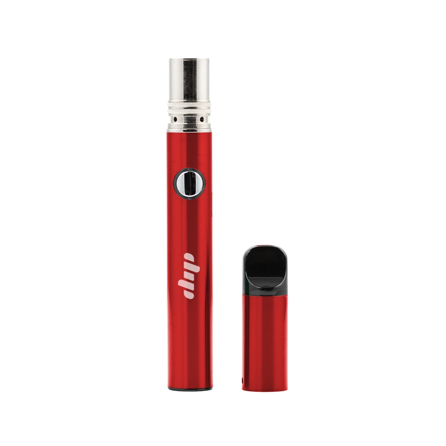 Lunar vape pen in red with refillable reservoir.