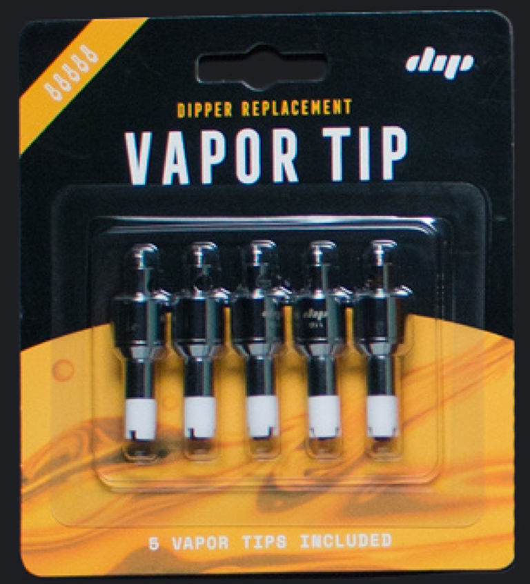 5 pack Dipper dab pen vapor tip replacement in packaging